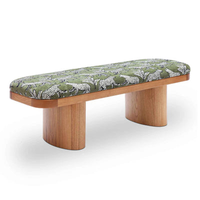 TOV Furniture Ollie Olive Green Leopard Jacquard Bench