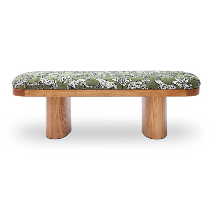 TOV Furniture Ollie Olive Green Leopard Jacquard Bench