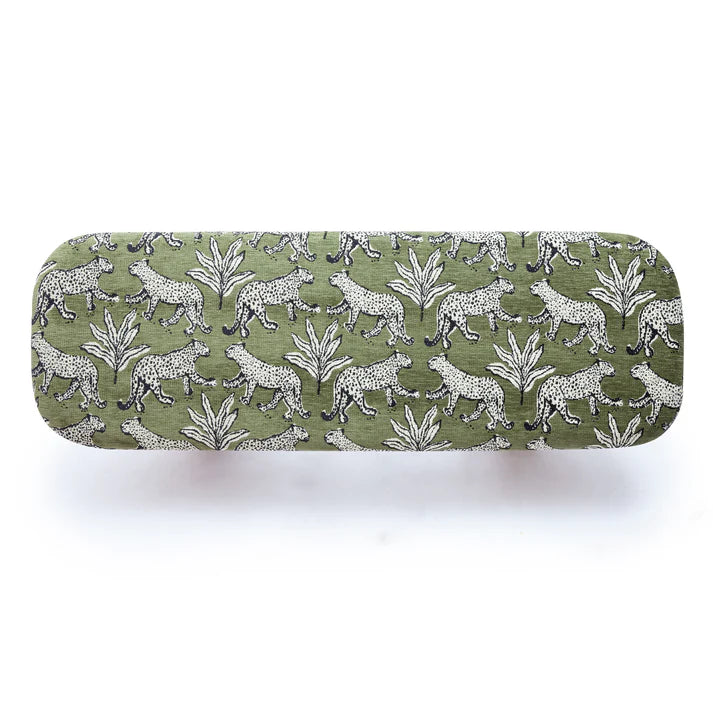 TOV Furniture Ollie Olive Green Leopard Jacquard Bench