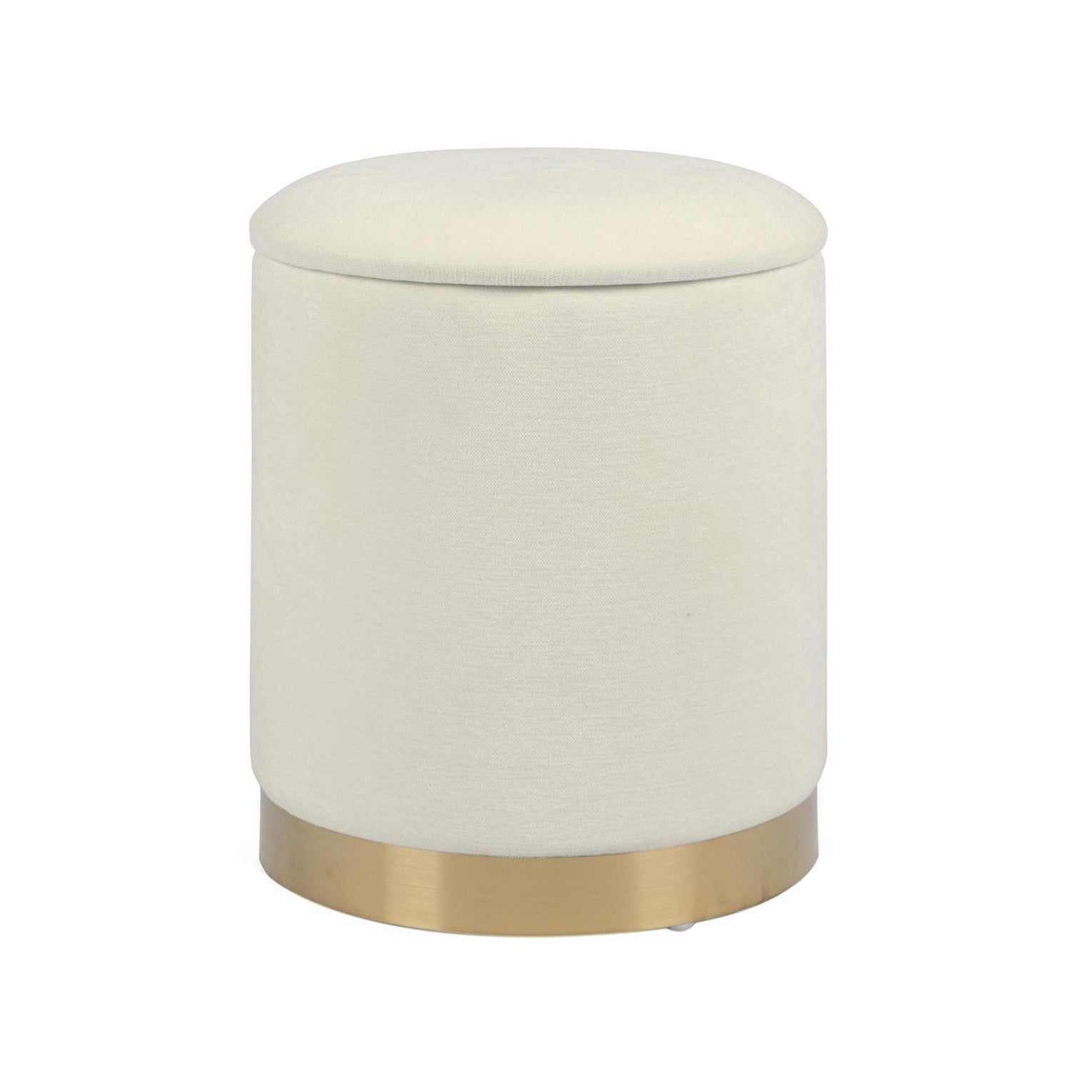 TOV Furniture Zoe Cream Chenille Storage Ottoman