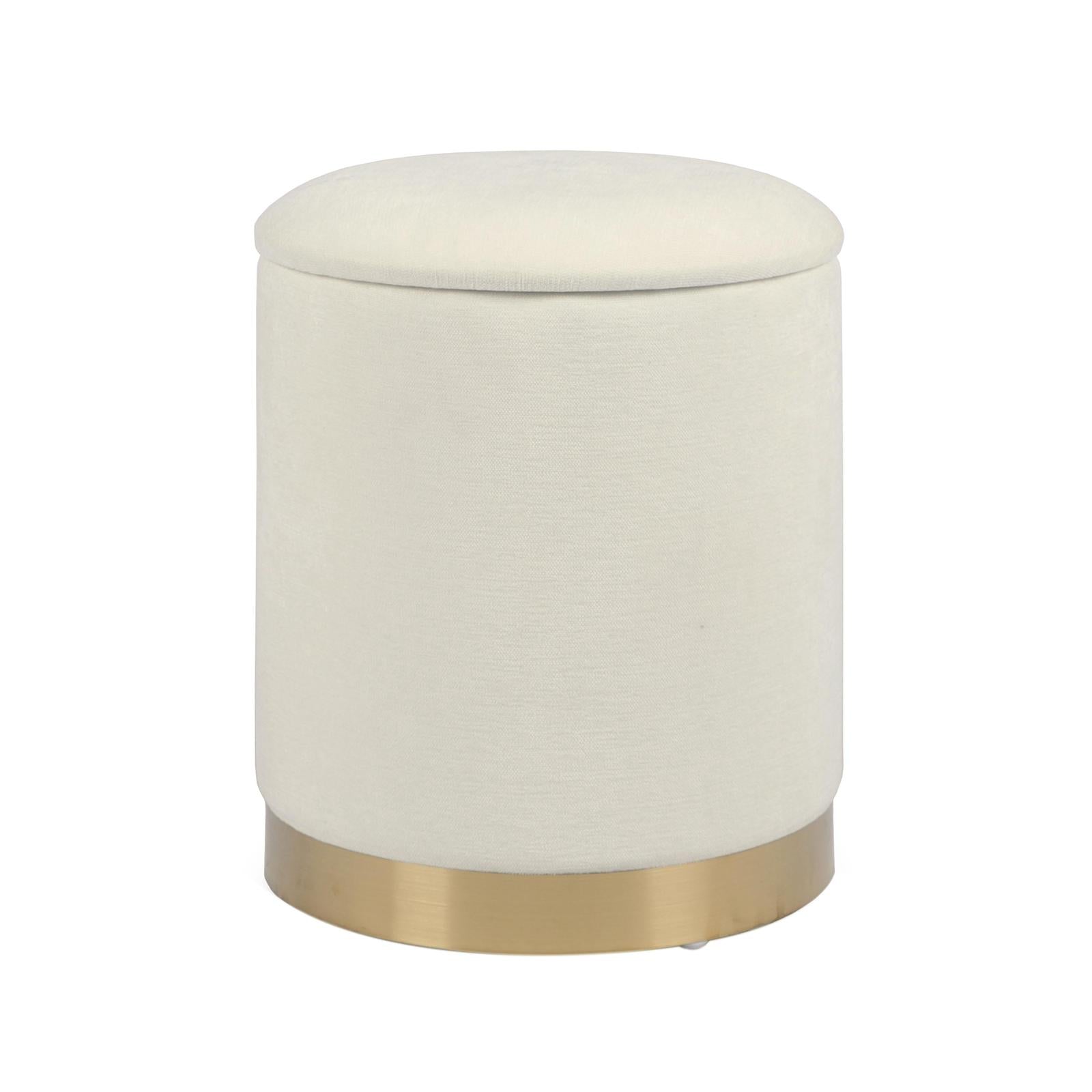 TOV Furniture Zoe Cream Chenille Storage Ottoman