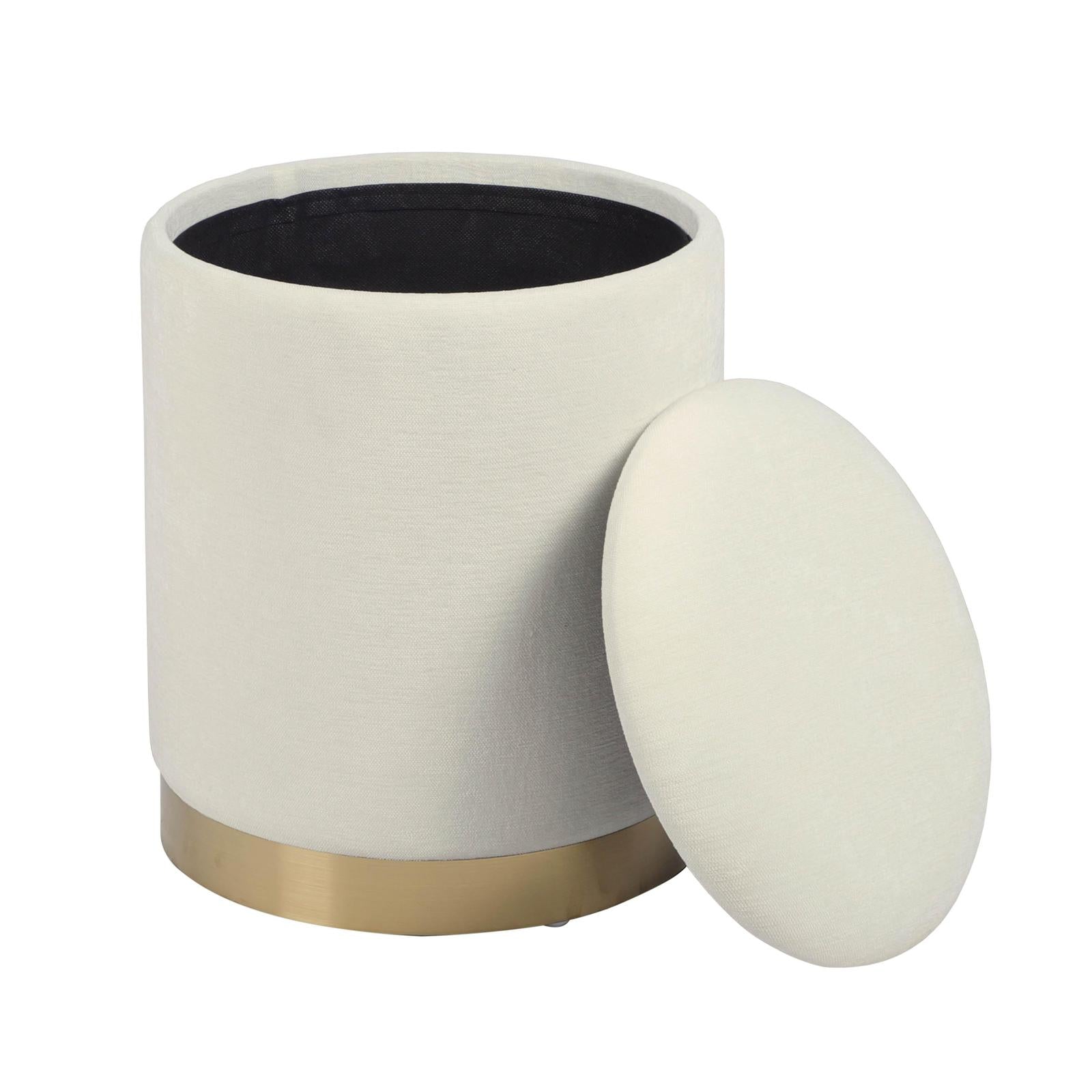 TOV Furniture Zoe Cream Chenille Storage Ottoman
