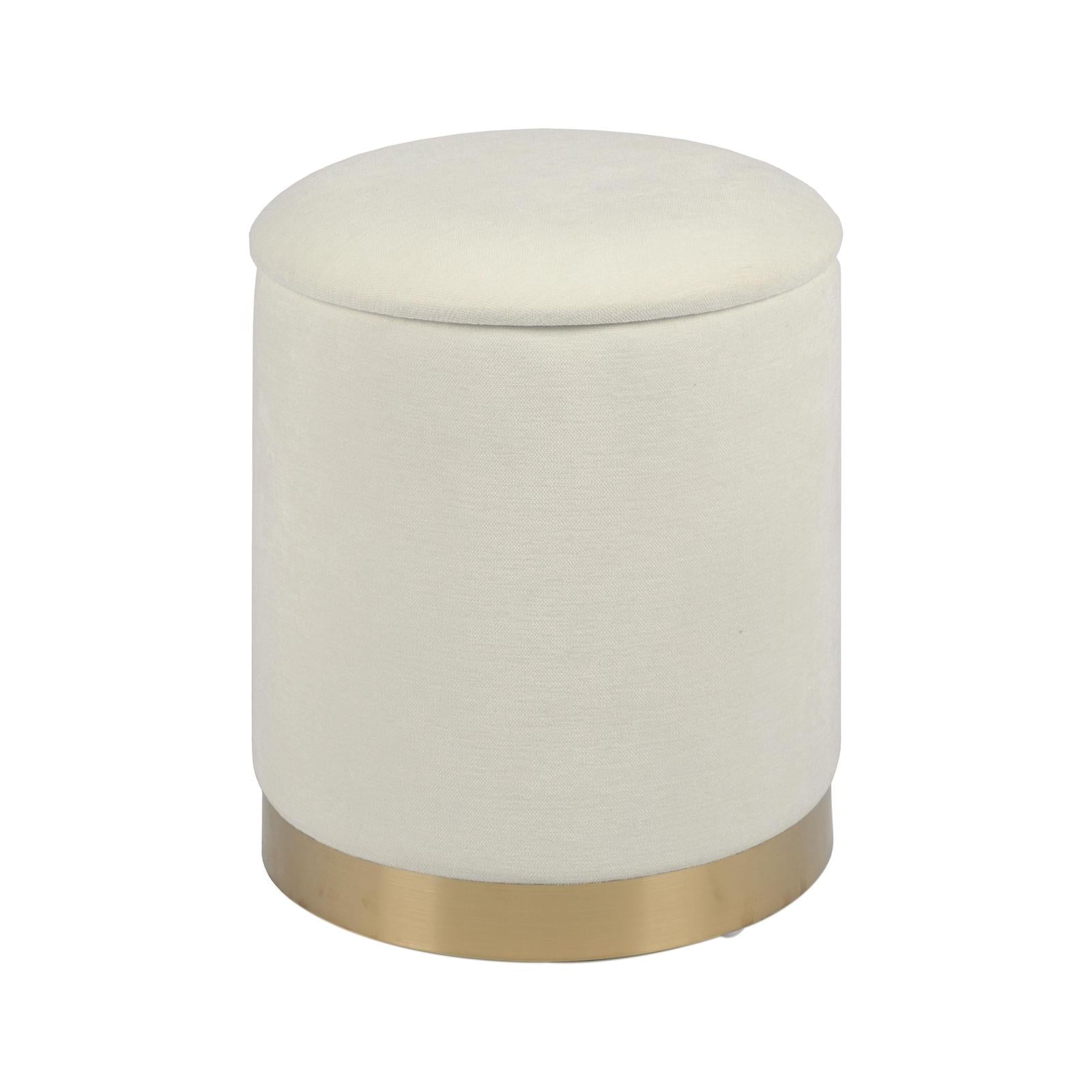 TOV Furniture Zoe Cream Chenille Storage Ottoman