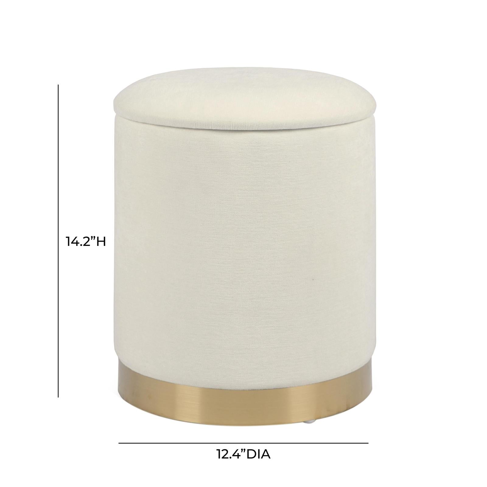 TOV Furniture Zoe Cream Chenille Storage Ottoman