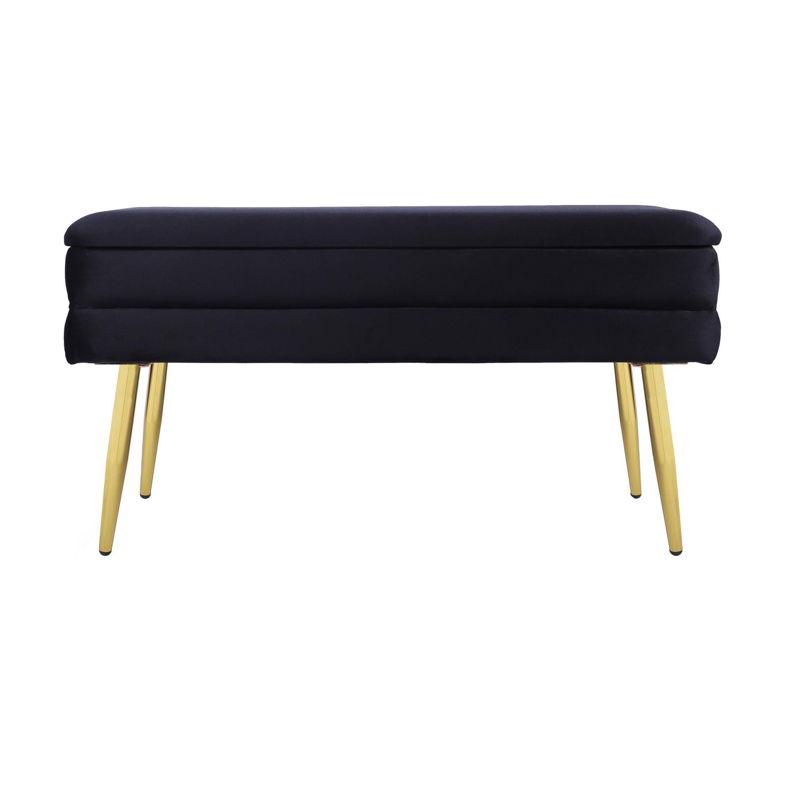 TOV Furniture Ziva Black Velvet Storage Bench