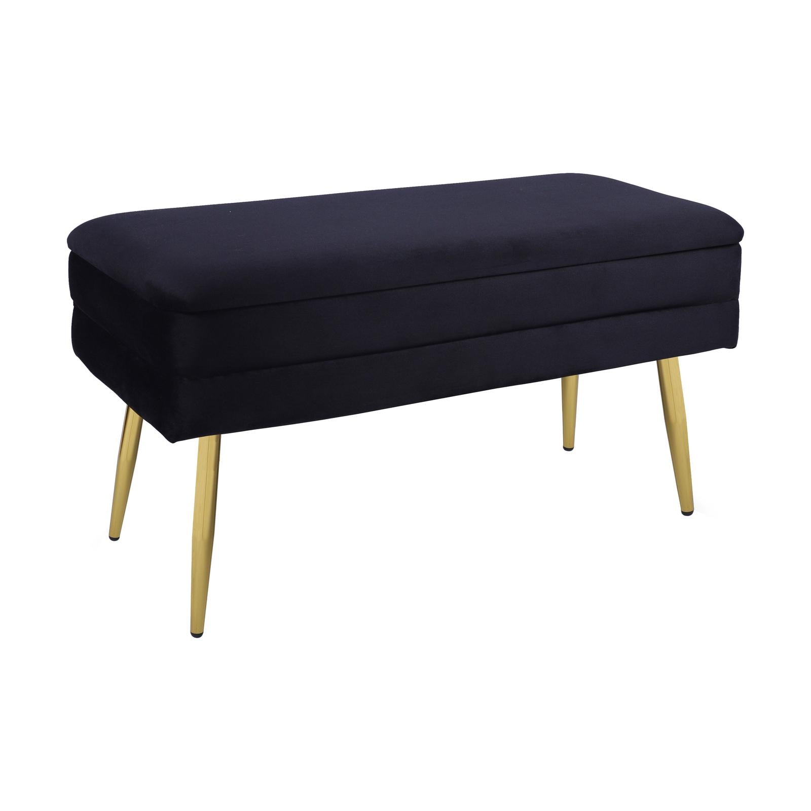 TOV Furniture Ziva Black Velvet Storage Bench