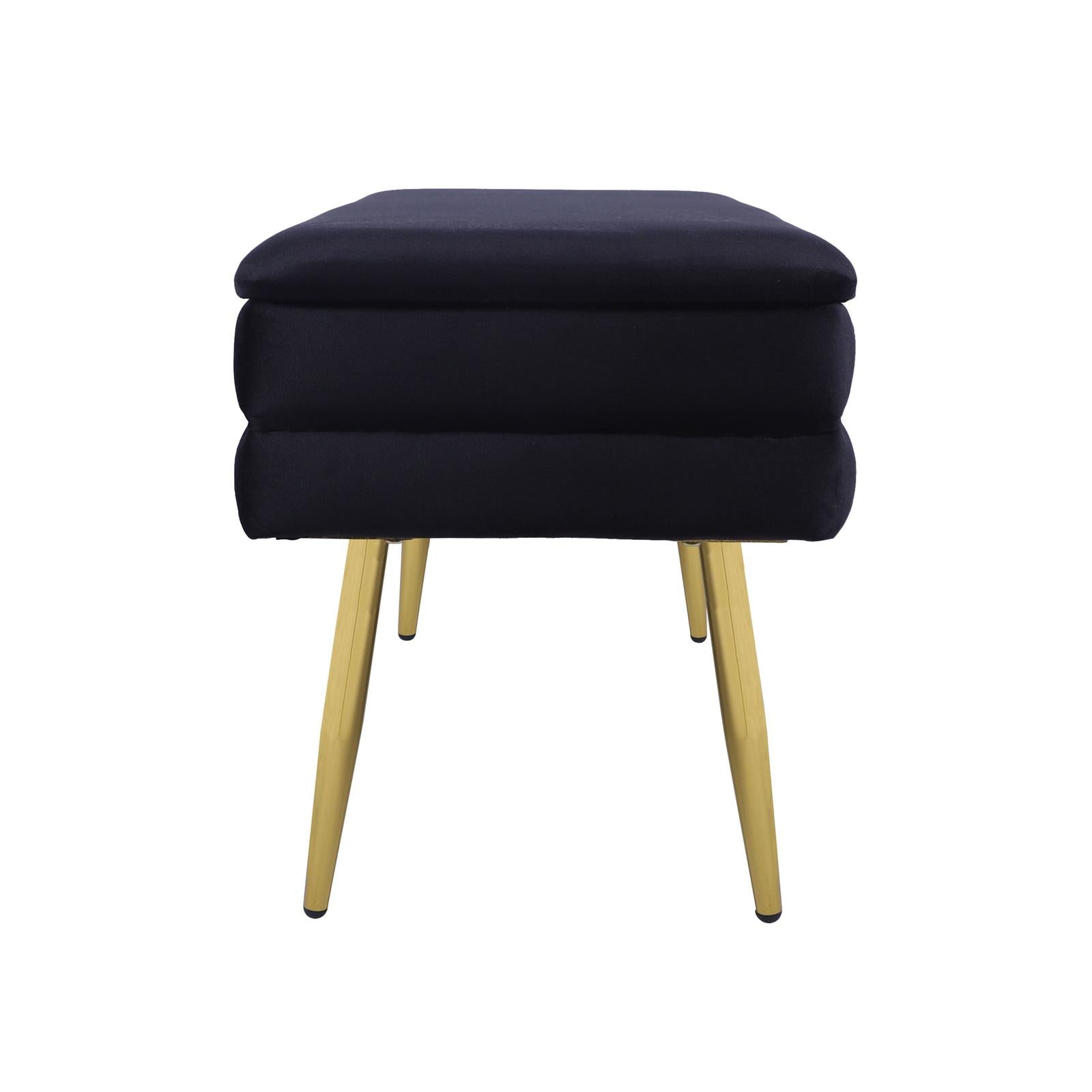 TOV Furniture Ziva Black Velvet Storage Bench