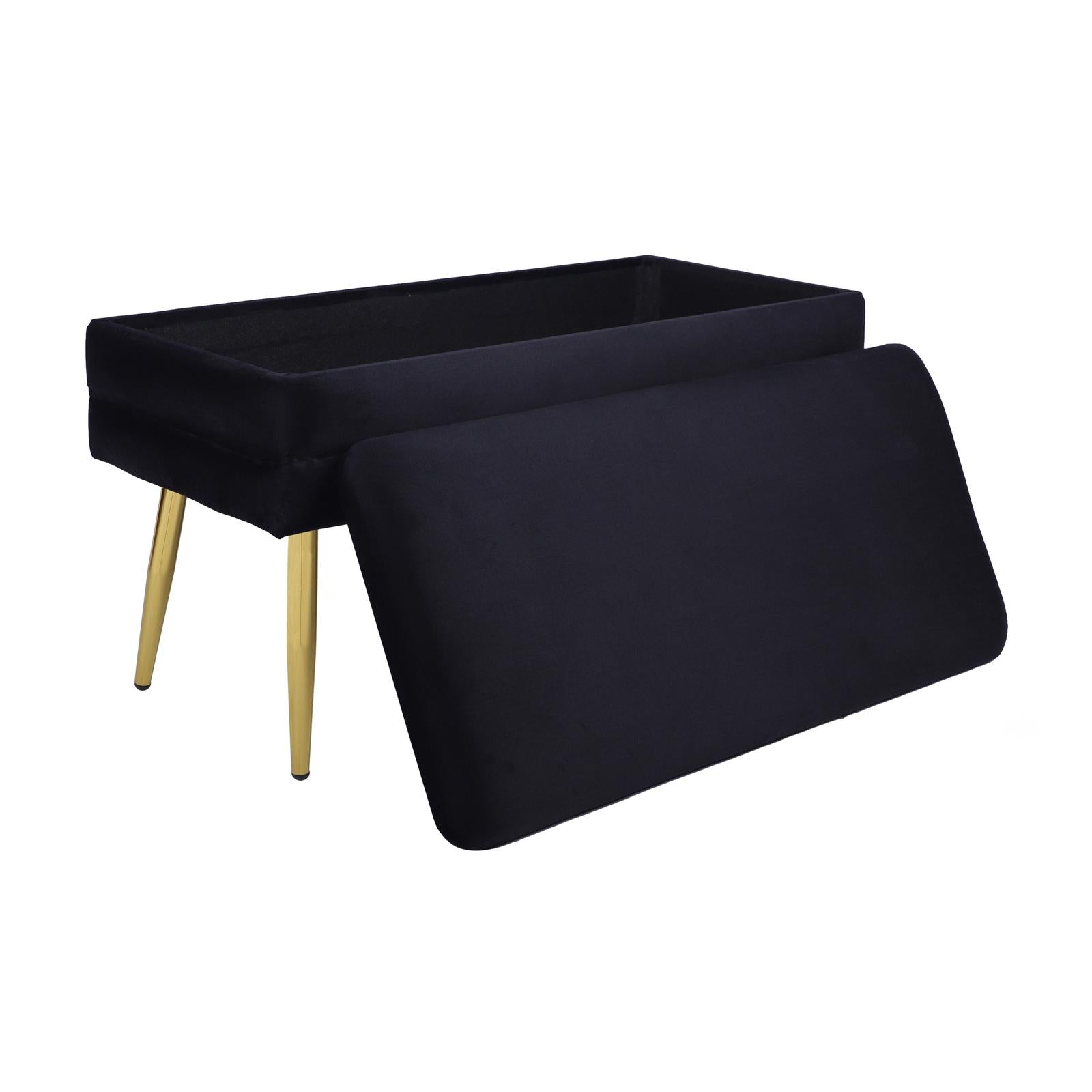 TOV Furniture Ziva Black Velvet Storage Bench