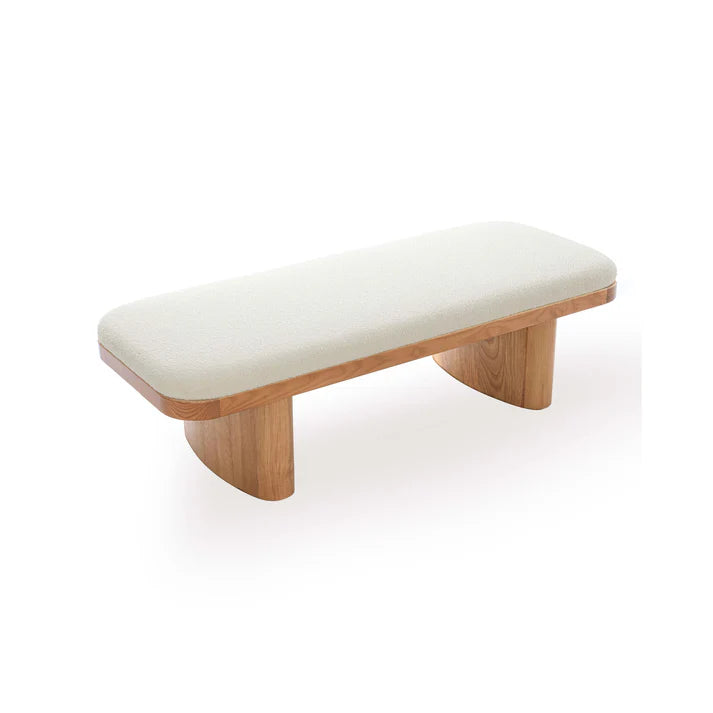TOV Furniture Ollie White Performance Boucle Large Bench