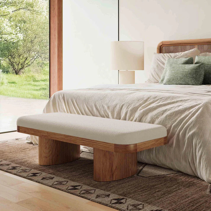 TOV Furniture Ollie White Performance Boucle Large Bench