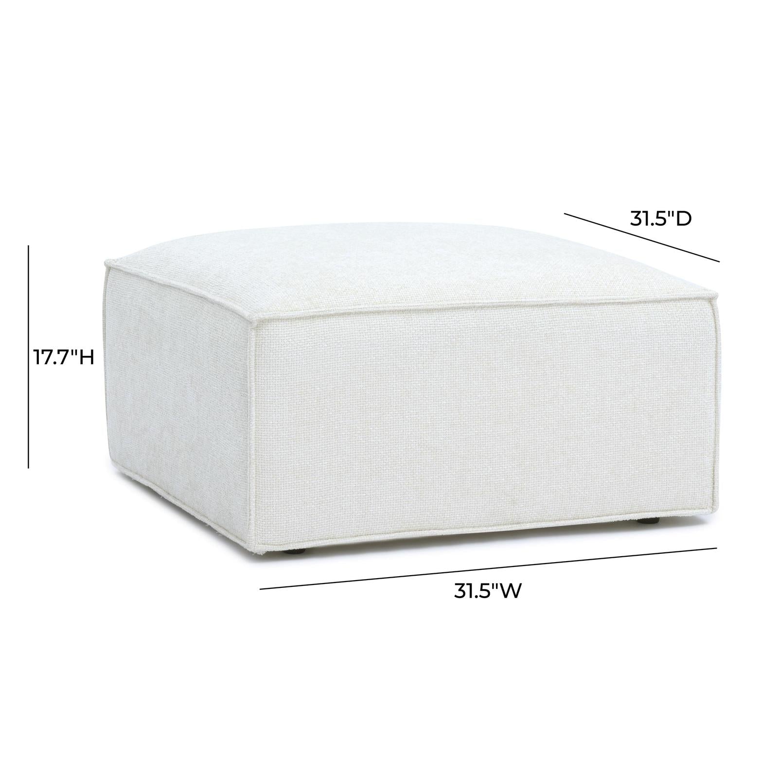 TOV Furniture Mindy Performance Chenille Basketweave Ottoman