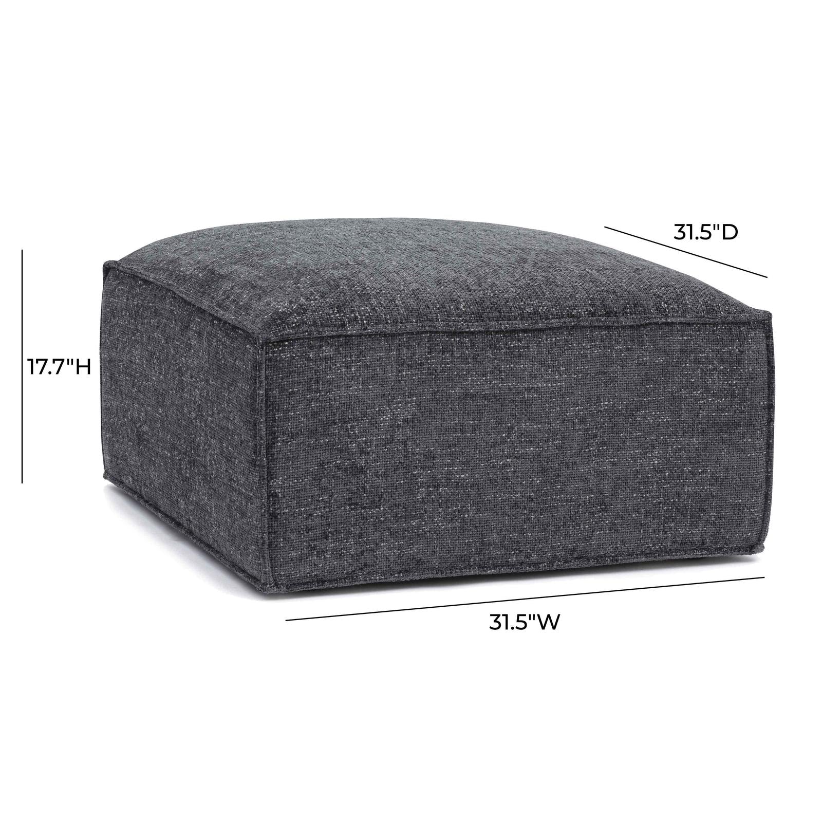 TOV Furniture Mindy Performance Chenille Basketweave Ottoman
