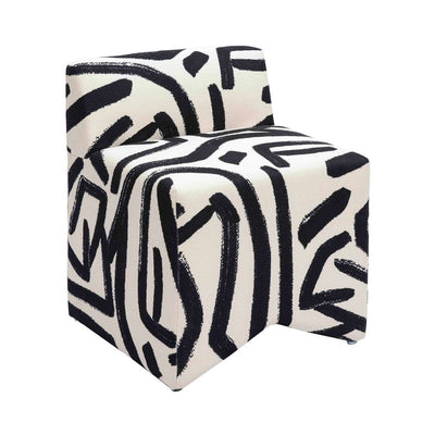TOV Furniture Pippa Black Brushstroke Print Stool