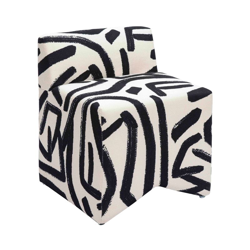 TOV Furniture Pippa Black Brushstroke Print Stool