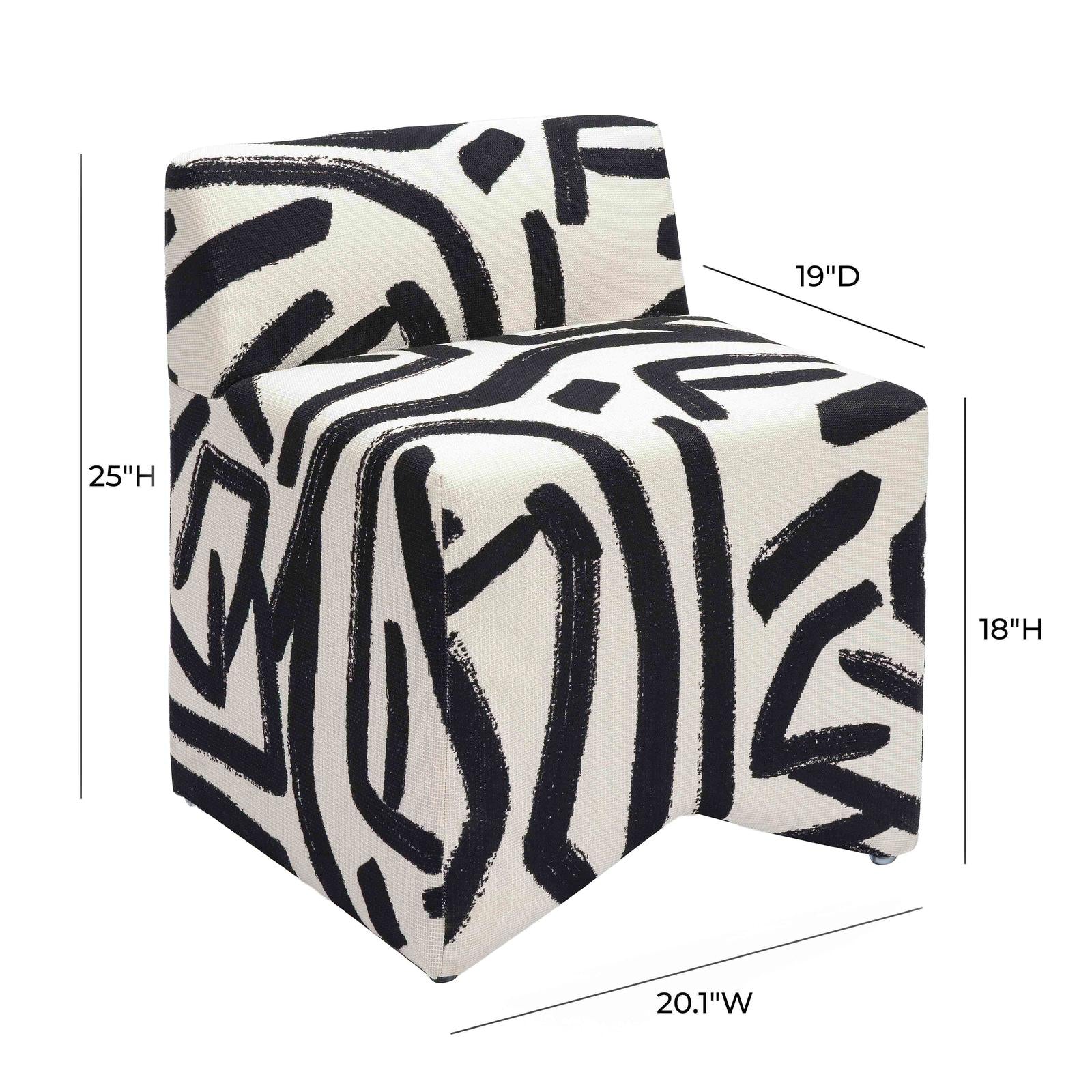 TOV Furniture Pippa Black Brushstroke Print Stool