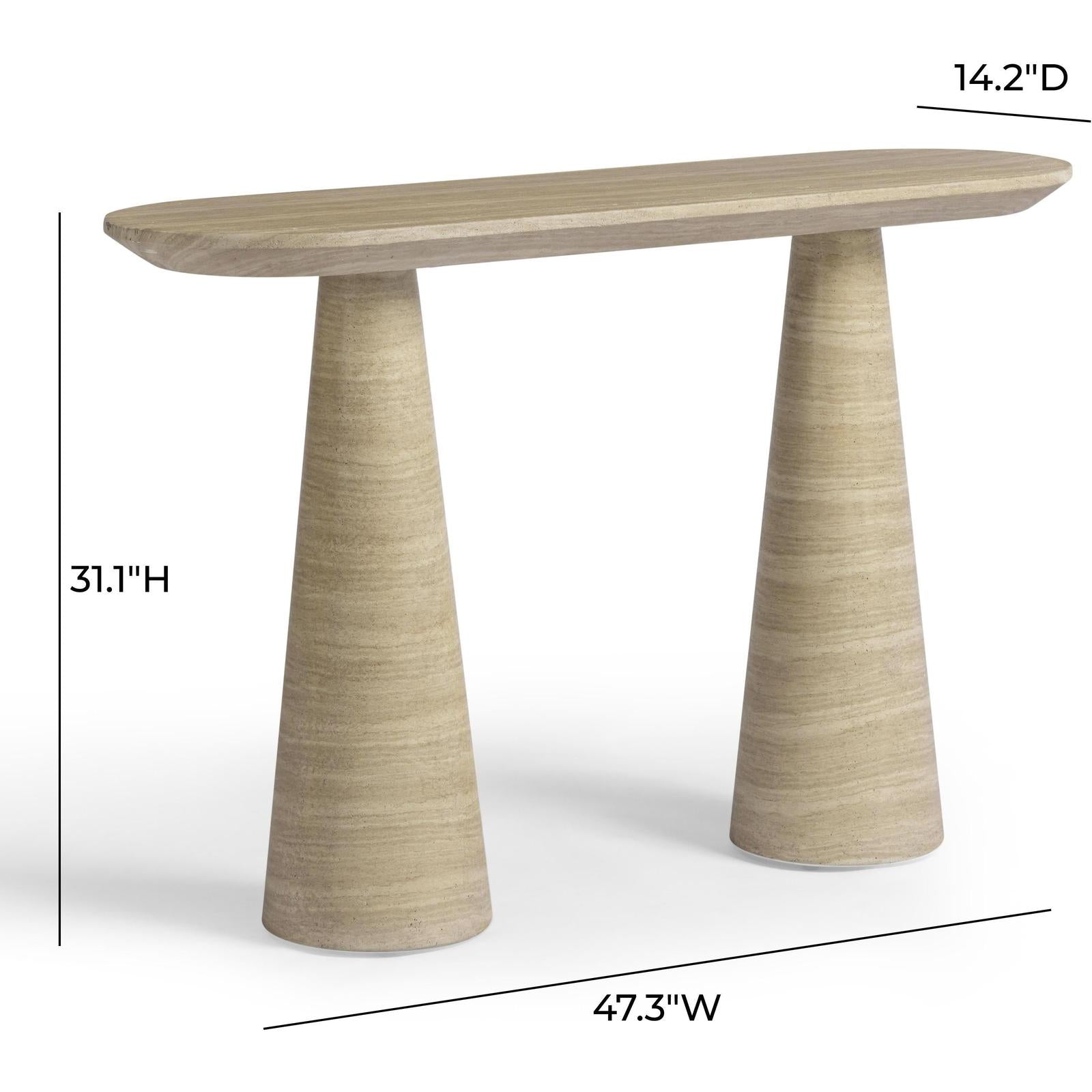 TOV Furniture Sandra Faux Travertine Indoor/Outdoor Console Table