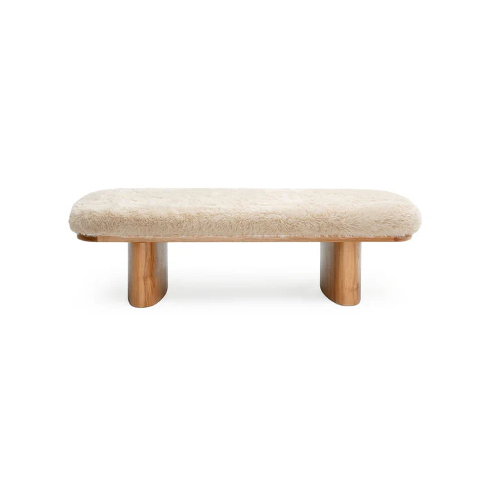 TOV Furniture Ollie Straight Vegan Shearling Large Bench
