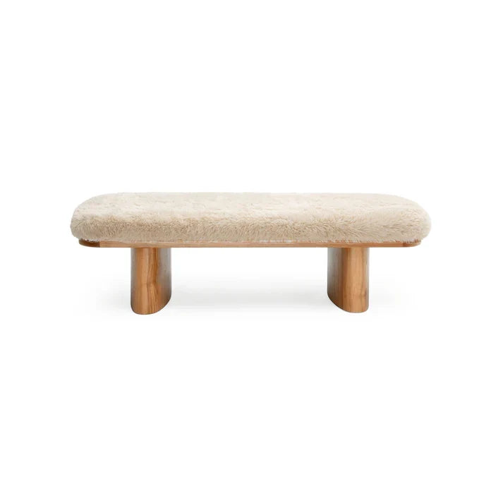 TOV Furniture Ollie Straight Vegan Shearling Bench
