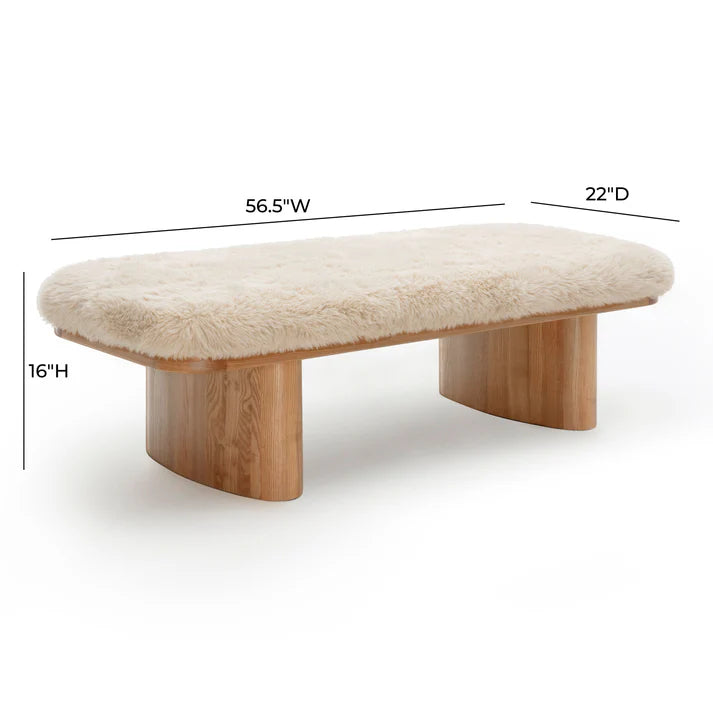 TOV Furniture Ollie Straight Vegan Shearling Large Bench