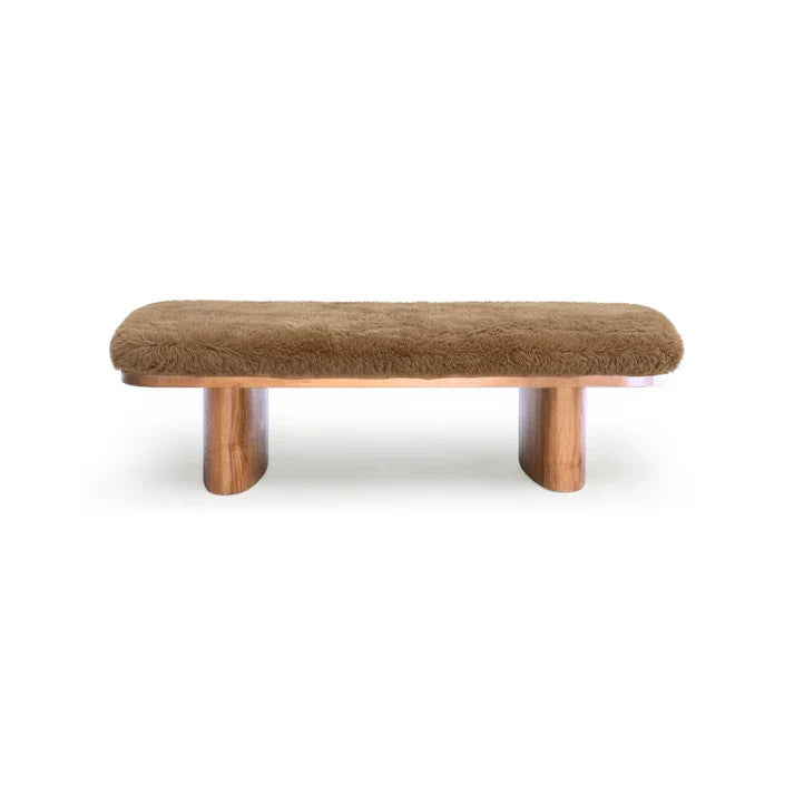TOV Furniture Ollie Straight Vegan Shearling Bench