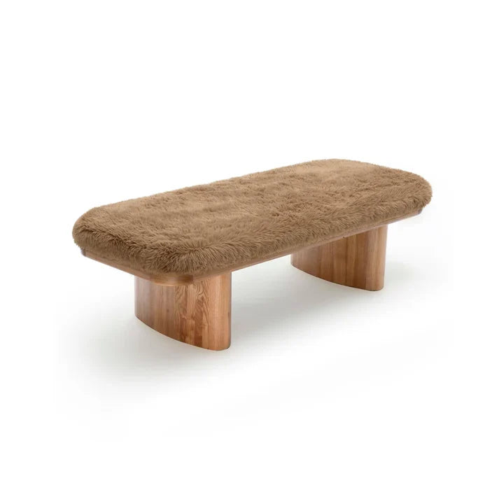 TOV Furniture Ollie Straight Vegan Shearling Bench