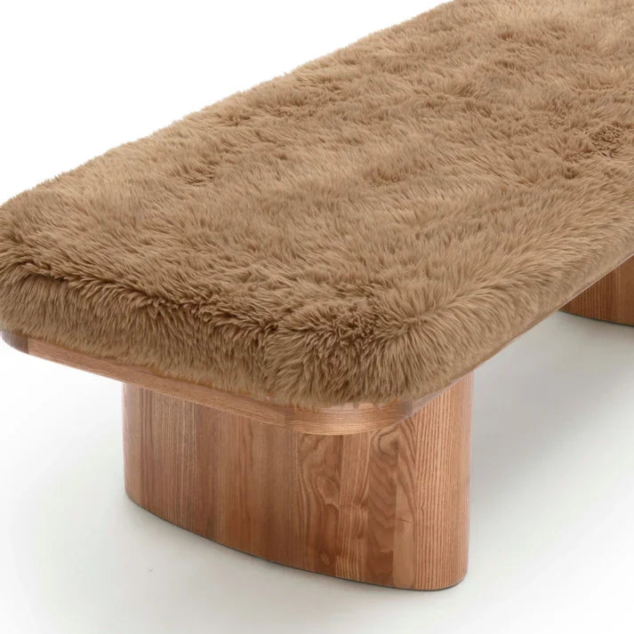 TOV Furniture Ollie Straight Vegan Shearling Bench