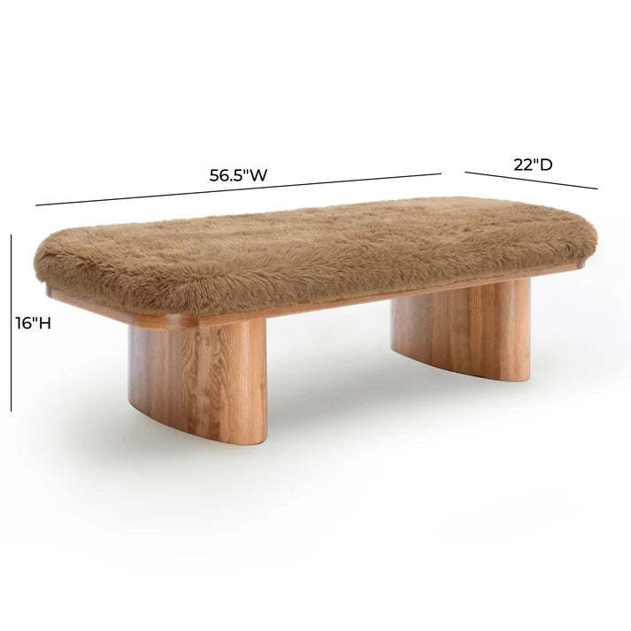 TOV Furniture Ollie Straight Vegan Shearling Large Bench