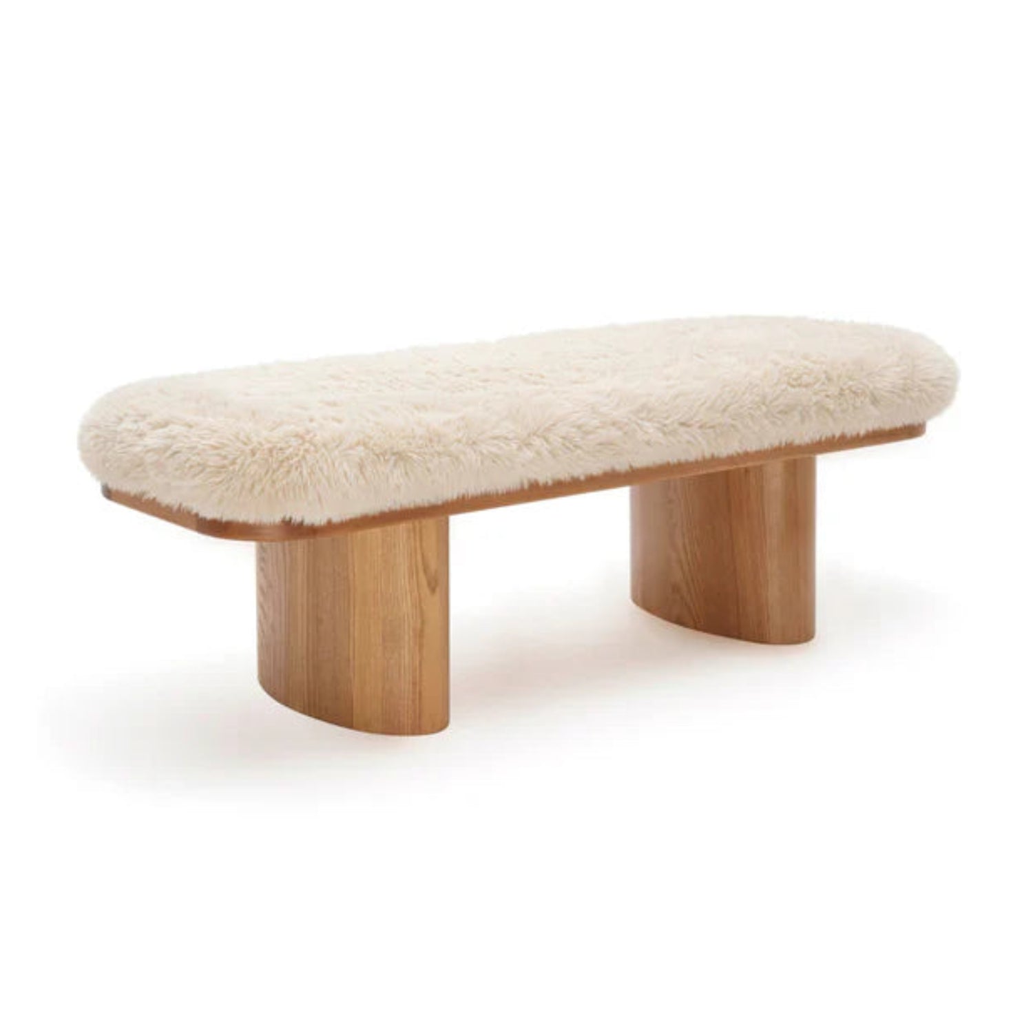 TOV Furniture Ollie Straight Vegan Shearling Bench