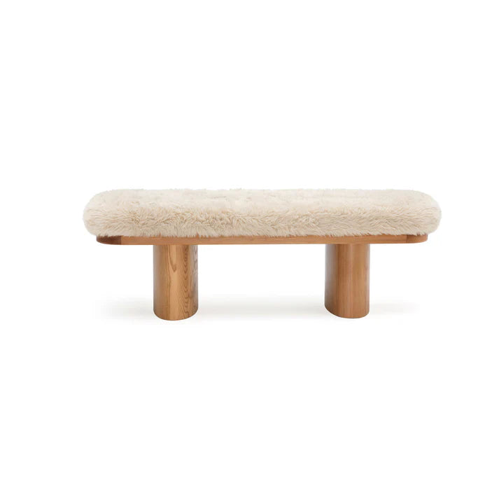 TOV Furniture Ollie Straight Vegan Shearling Bench