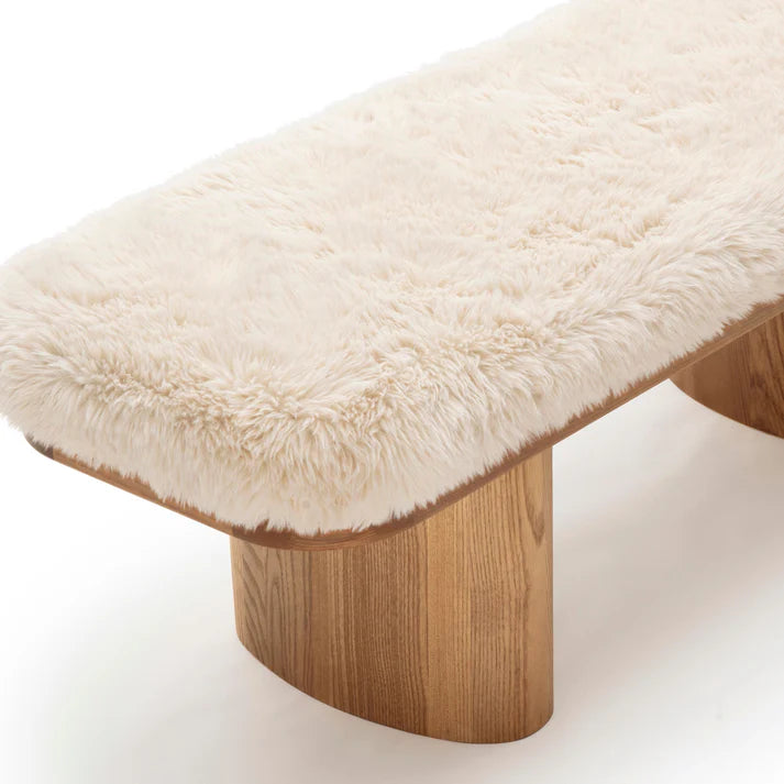 TOV Furniture Ollie Straight Vegan Shearling Bench