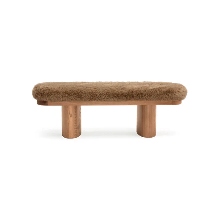 TOV Furniture Ollie Straight Vegan Shearling Bench