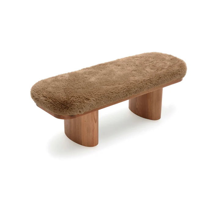 TOV Furniture Ollie Straight Vegan Shearling Bench