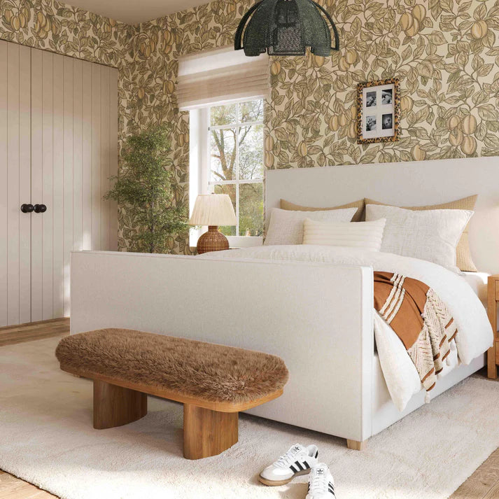 TOV Furniture Ollie Straight Vegan Shearling Bench