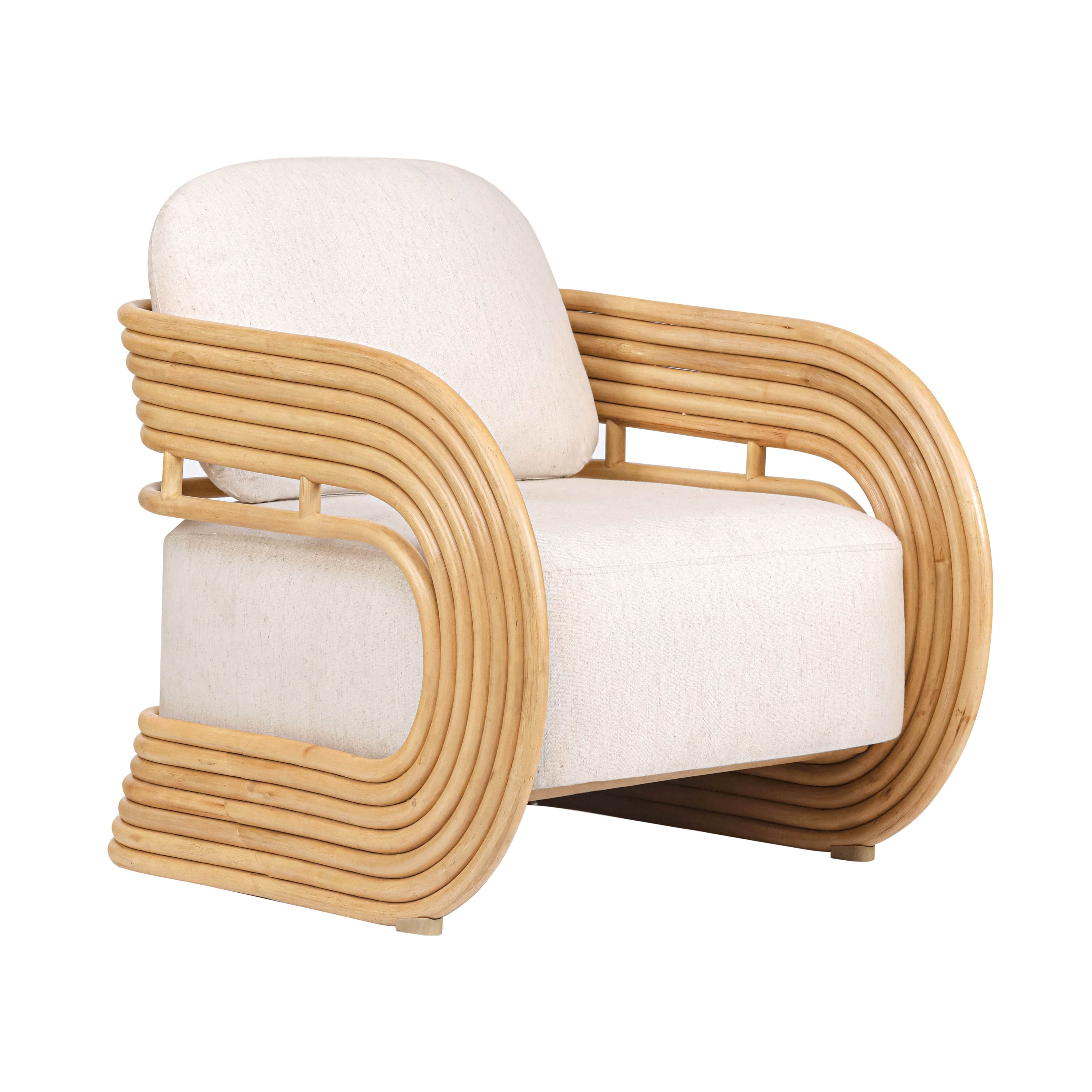 TOV Furniture Lauretta Cream Fabric and Natural Rattan Accent Chair