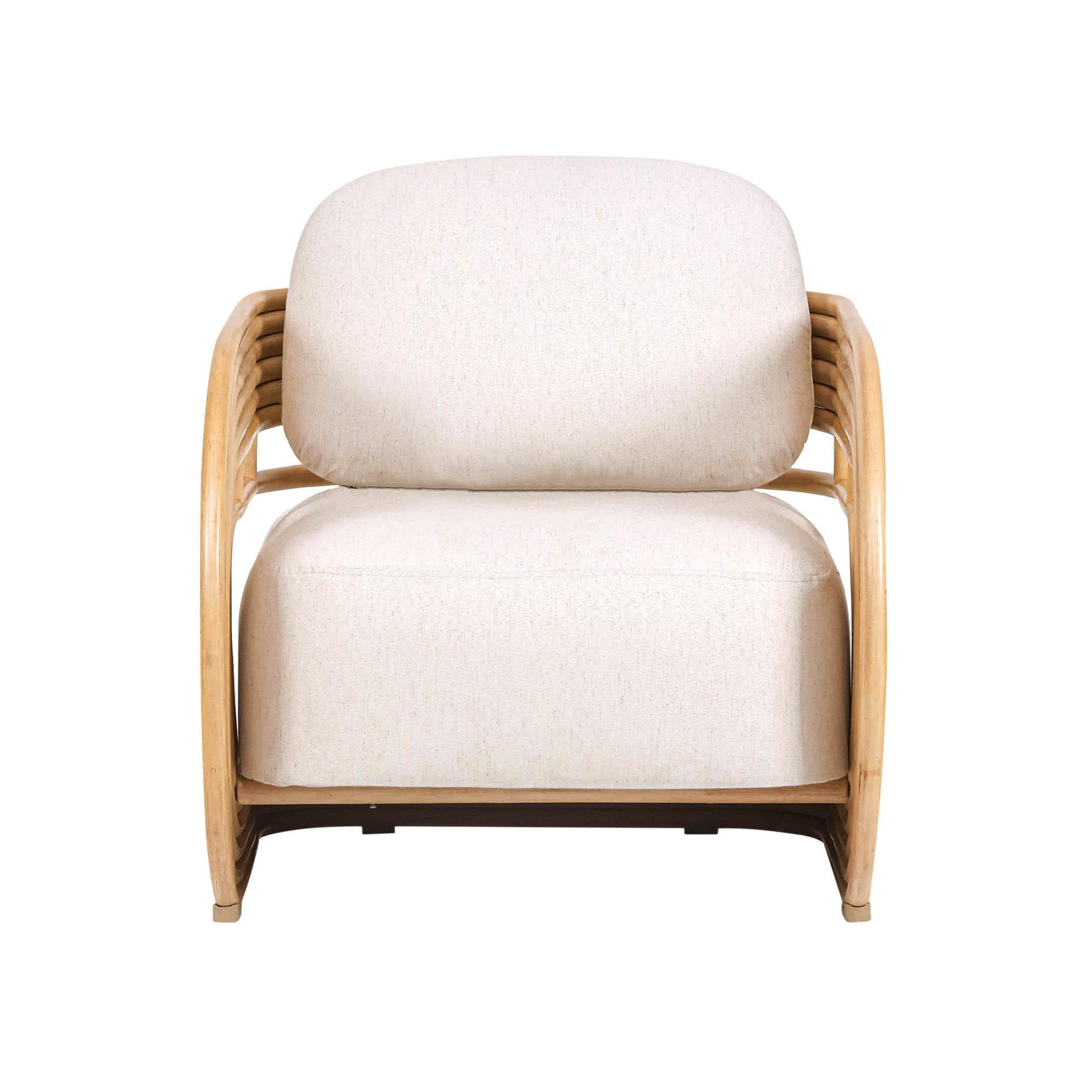 TOV Furniture Lauretta Cream Fabric and Natural Rattan Accent Chair