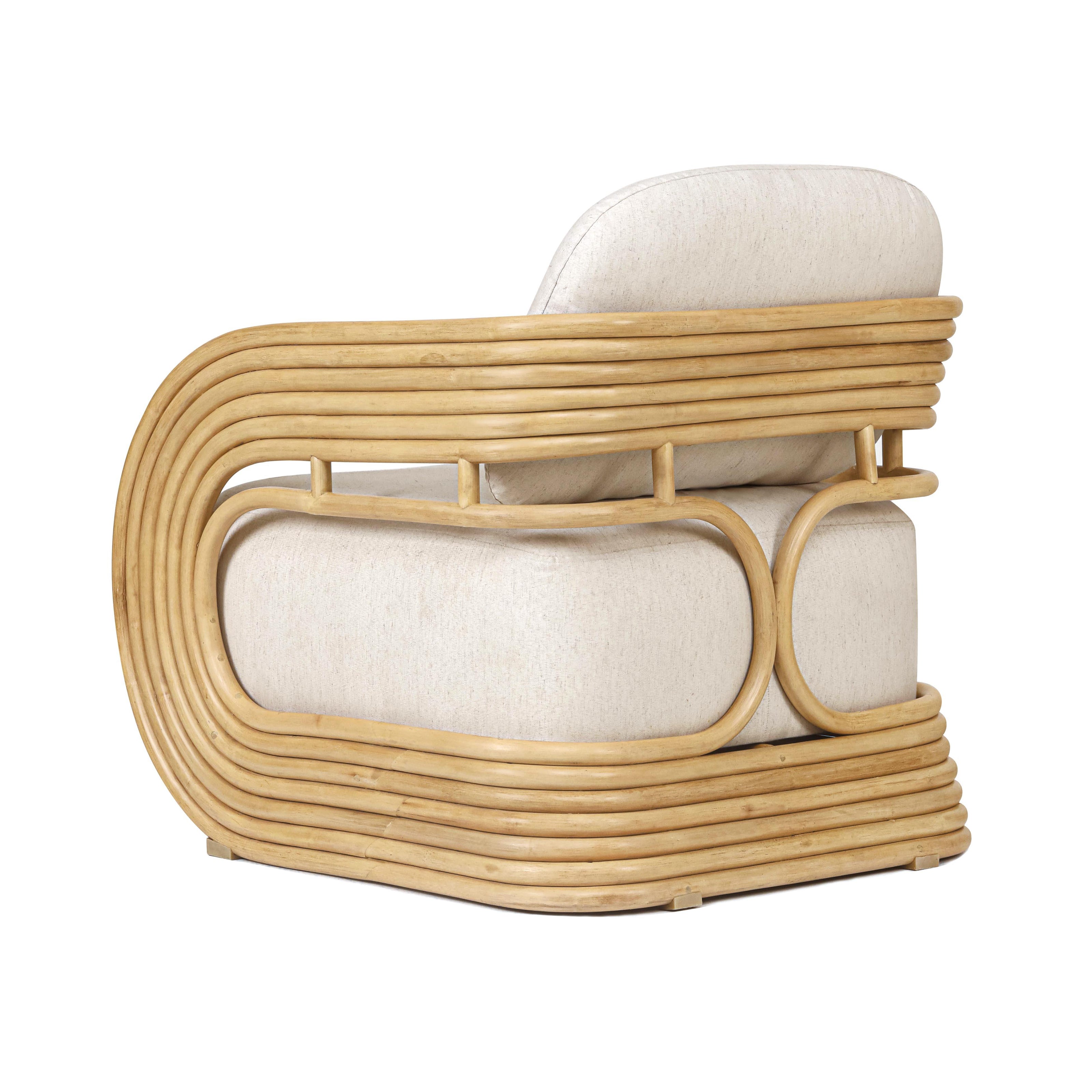 TOV Furniture Lauretta Cream Fabric and Natural Rattan Accent Chair