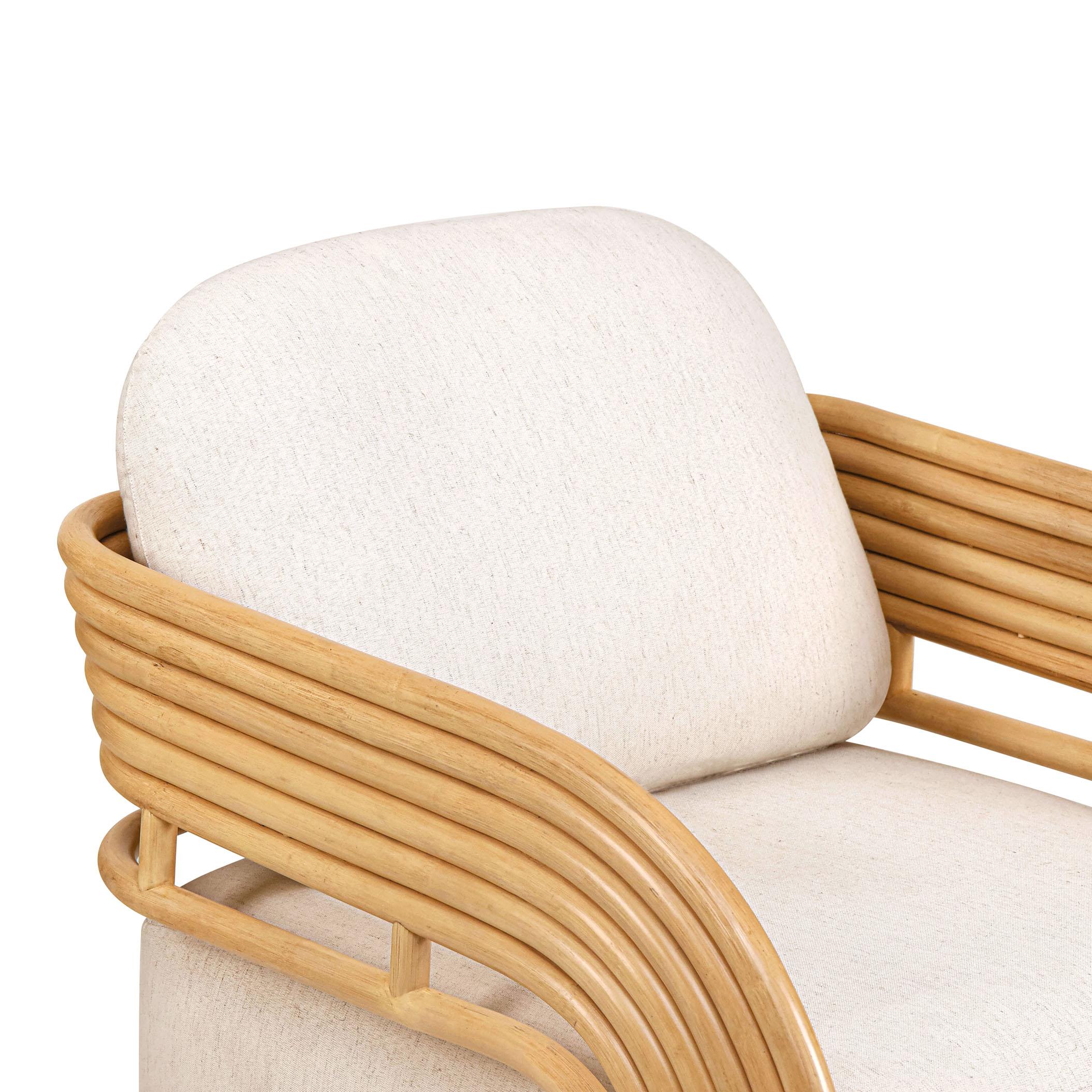 TOV Furniture Lauretta Cream Fabric and Natural Rattan Accent Chair