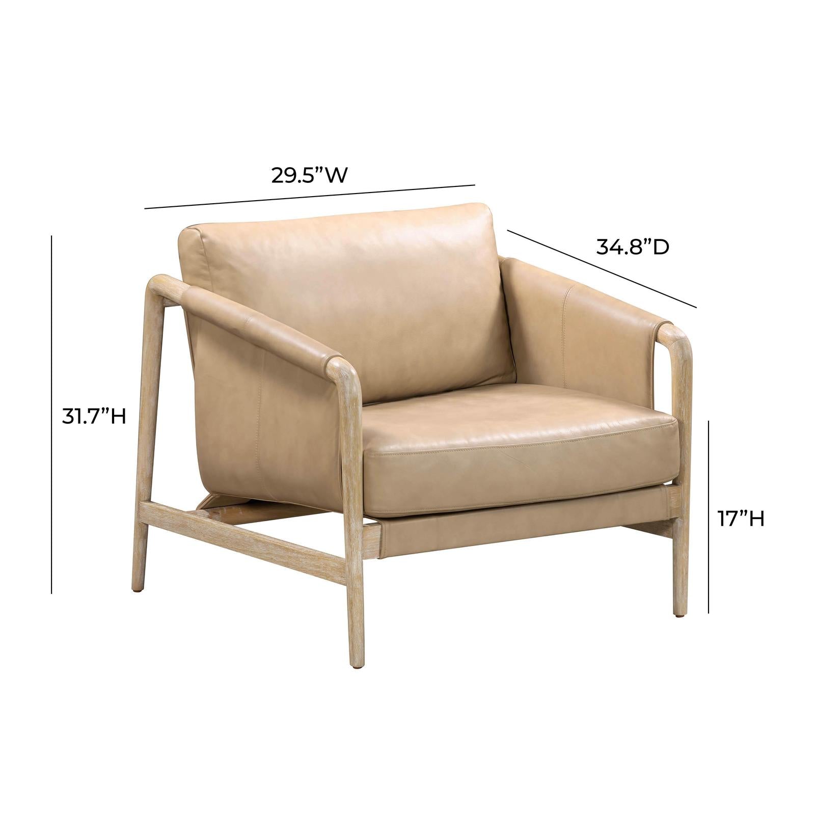TOV Furniture Chakka Tan Genuine Leather Accent Chair