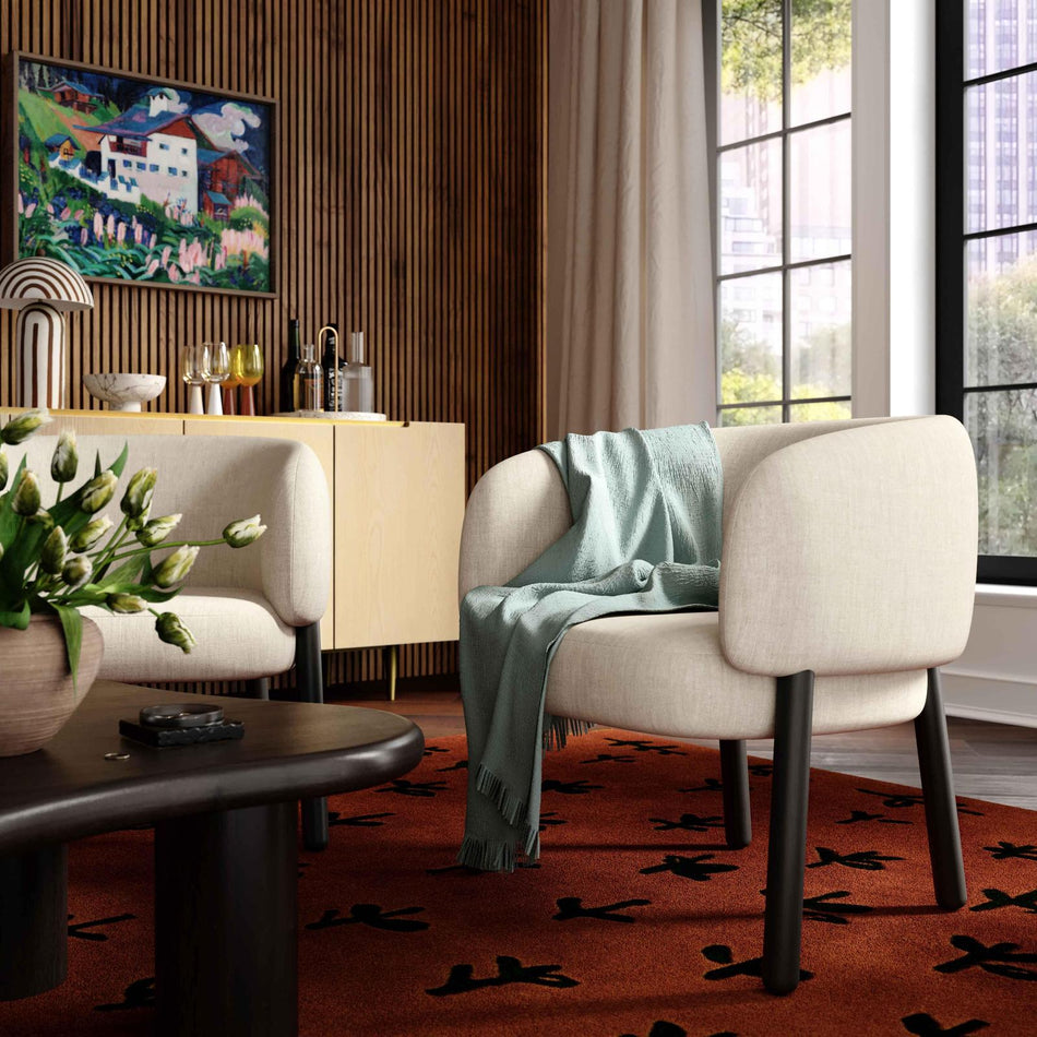 TOV Furniture Foxy Cream Performance Basketweave Chenille Accent Chair