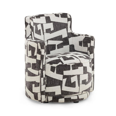 TOV Furniture Passe Black Performance Jacquard Swivel Chair