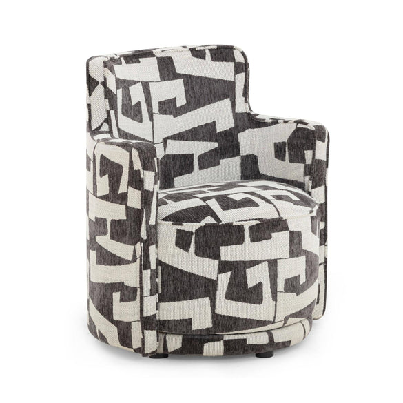 TOV Furniture Passe Black Performance Jacquard Swivel Chair