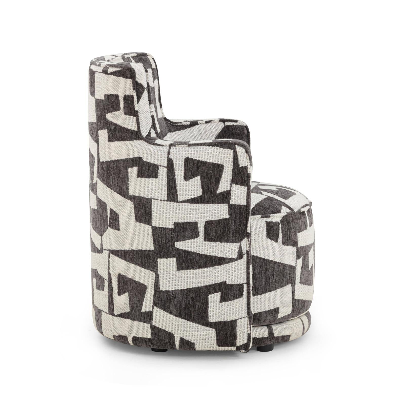 TOV Furniture Passe Black Performance Jacquard Swivel Chair