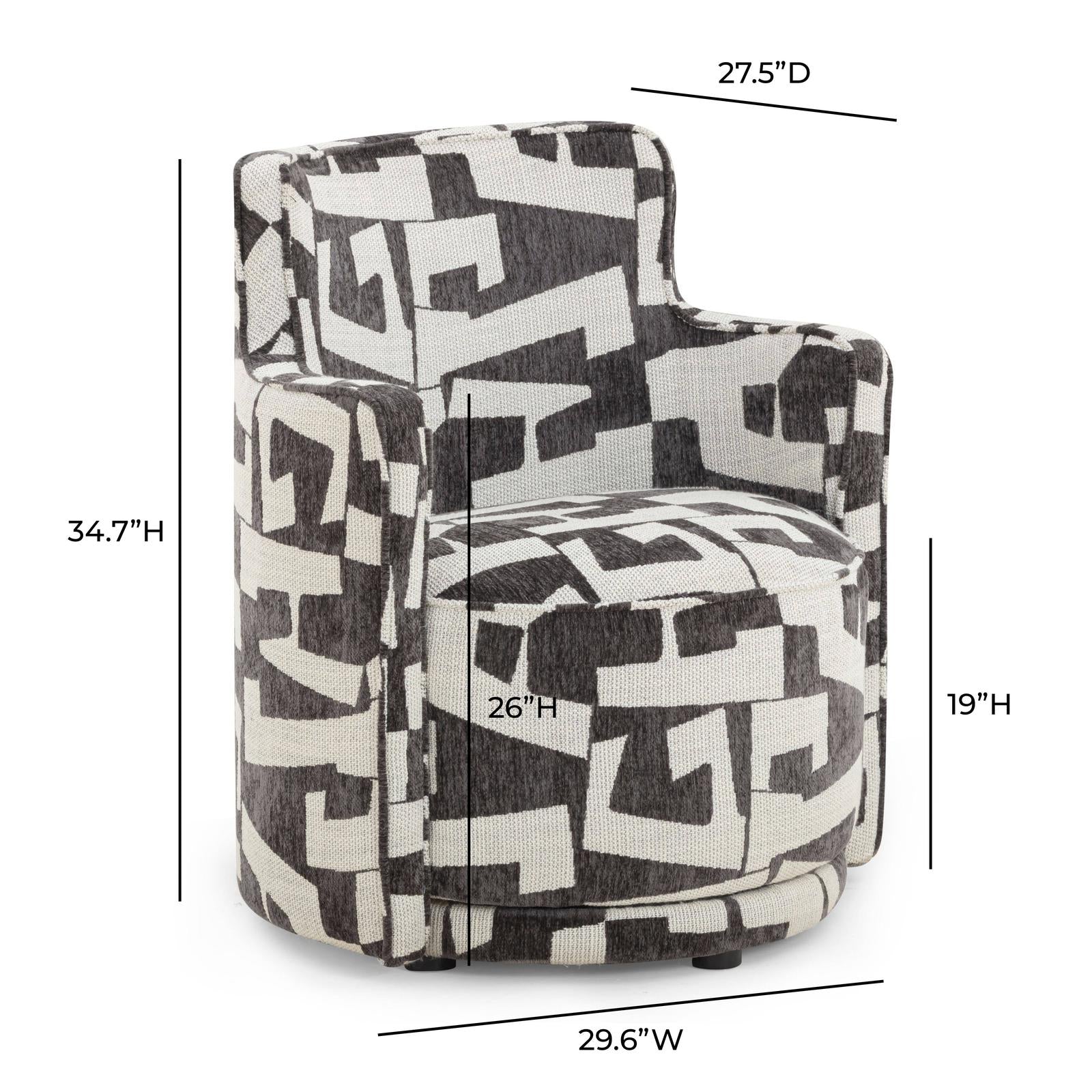 TOV Furniture Passe Black Performance Jacquard Swivel Chair