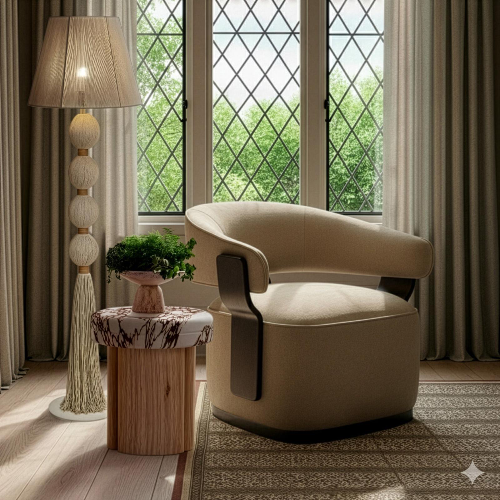 TOV Furniture Madison Linen Performance Chenille Swivel Accent Chair