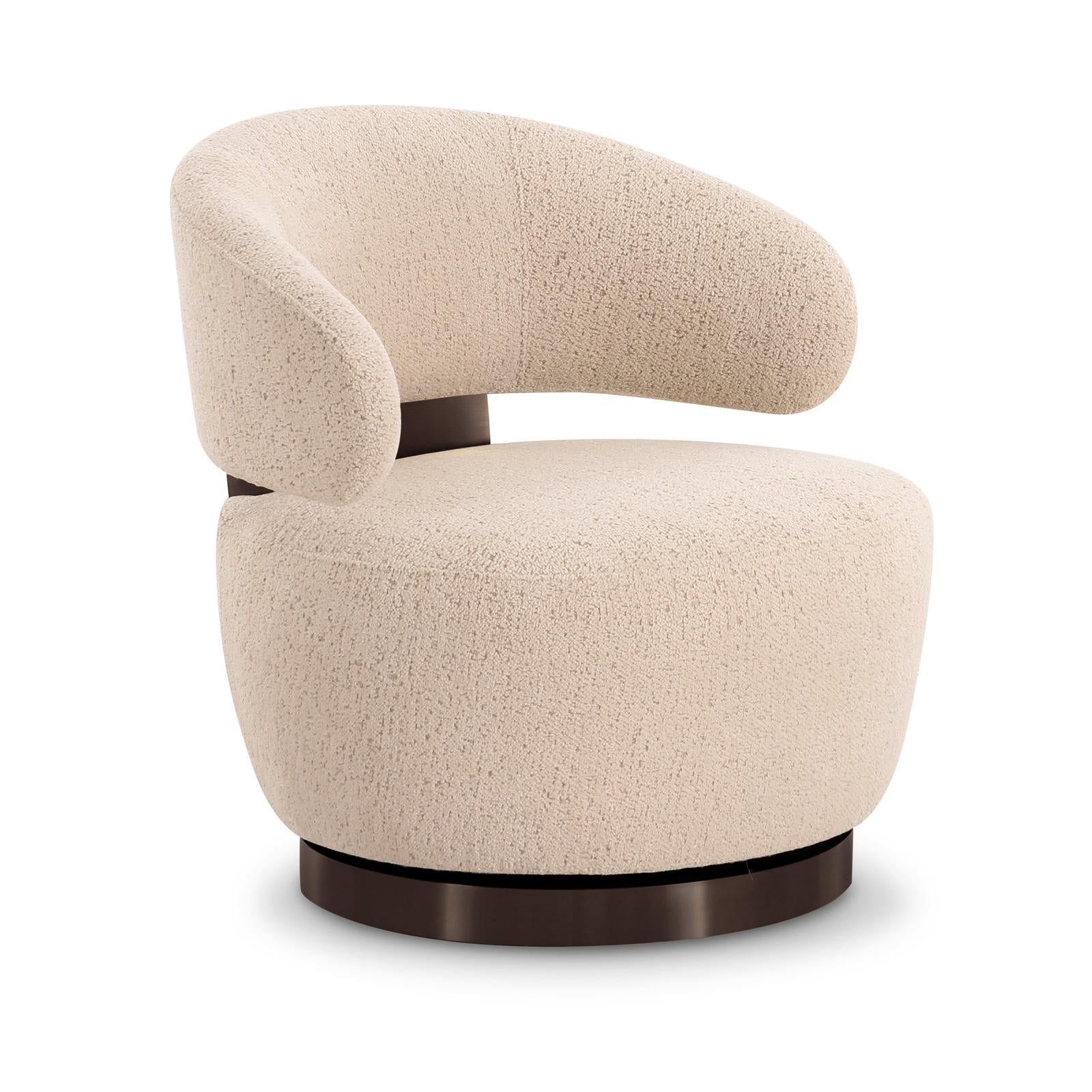 TOV Furniture Austin Cream Performance Boucle Swivel Accent Chair