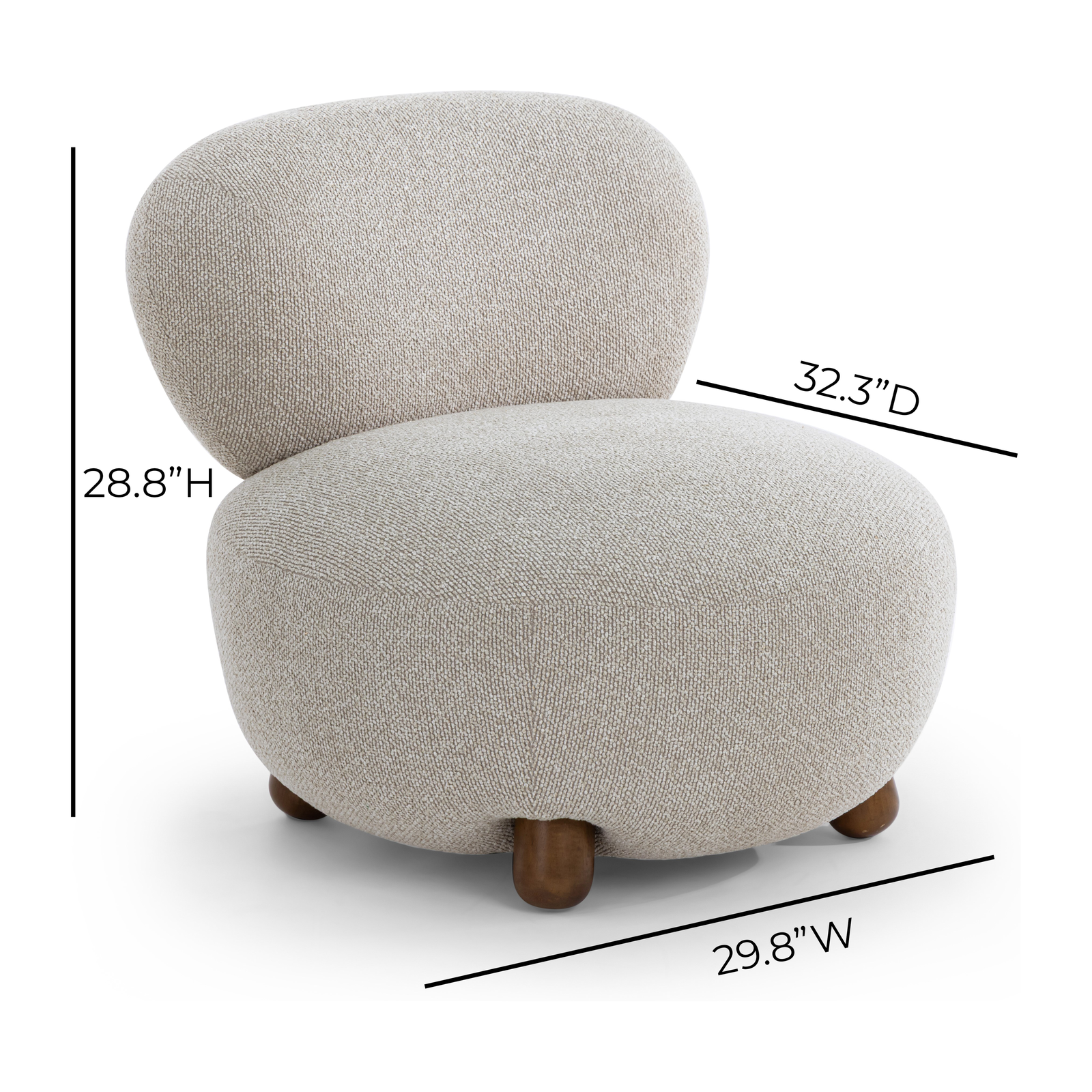 TOV Furniture Pucker Warm Grey Performance Boucle Accent Chair