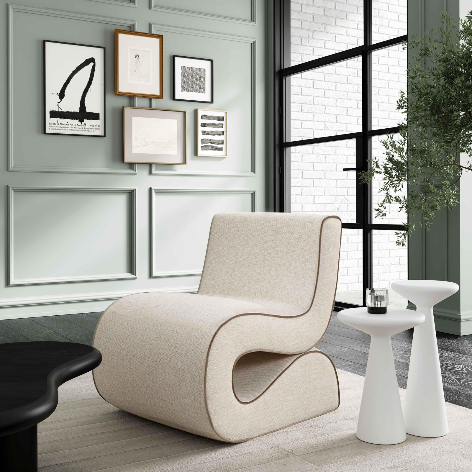 TOV Furniture Senna Cream Basketweave Accent Chair