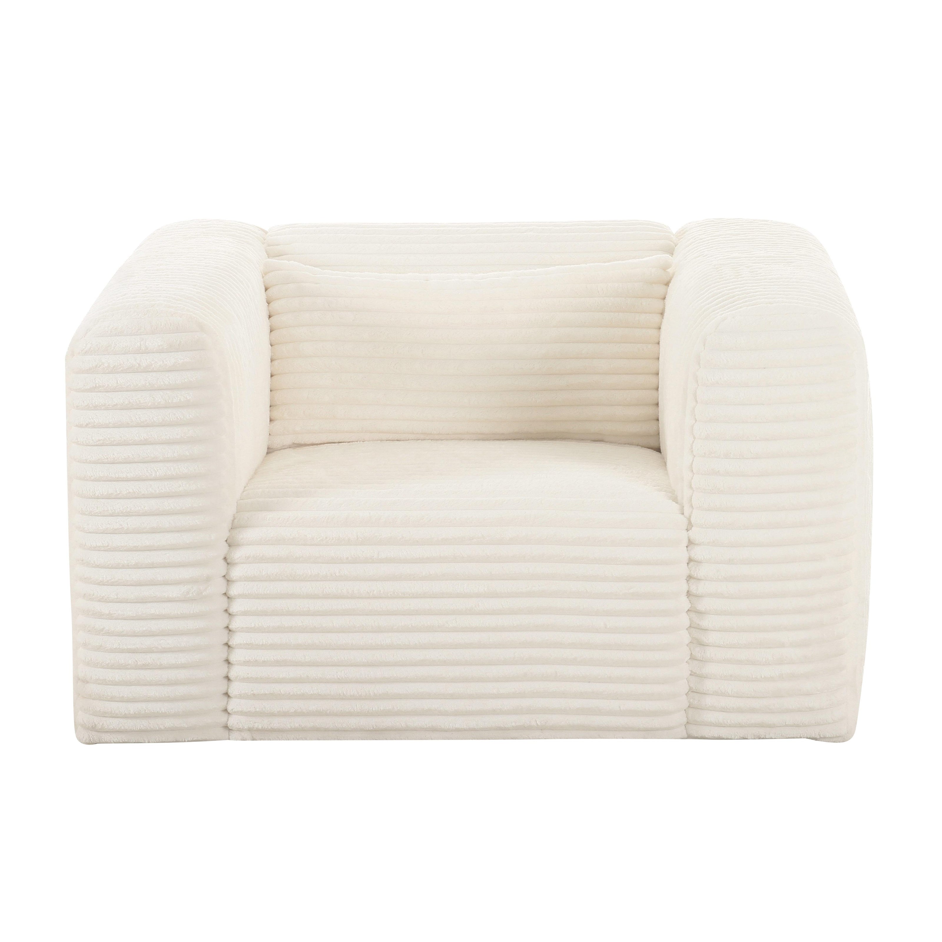 TOV Furniture Tarra Fluffy Oversized Cream Corduroy Armchair