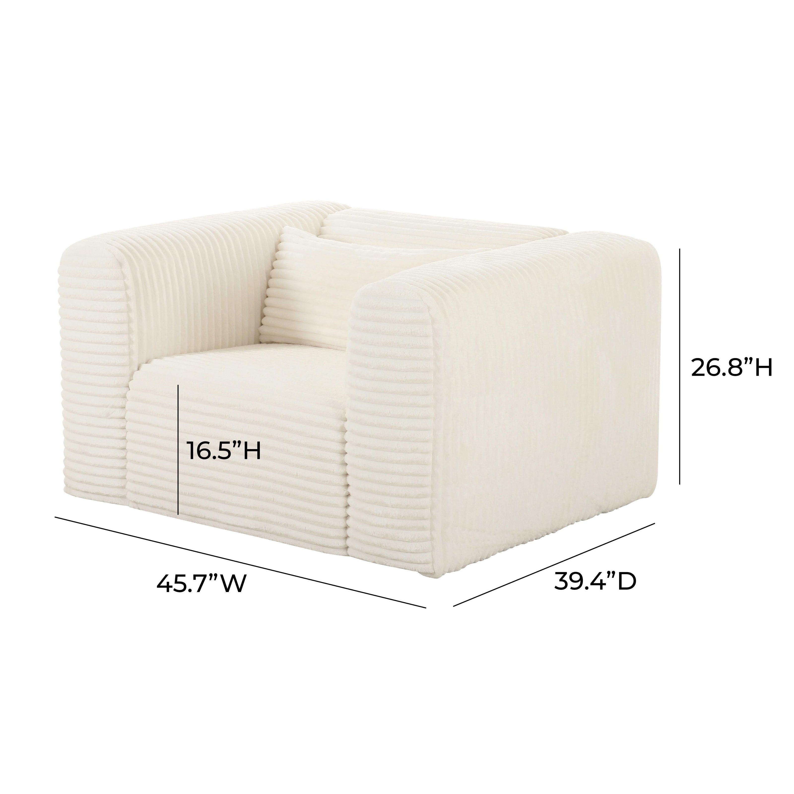 TOV Furniture Tarra Fluffy Oversized Cream Corduroy Armchair