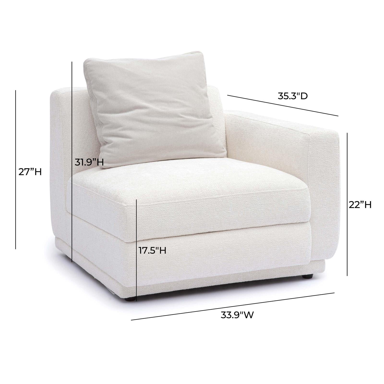 TOV Furniture Perry Cream Chenille Modular Chair